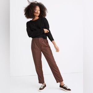 Madewell - Plaid Flannel Track Trousers Ankle Cropped High Rise Elastic Waist